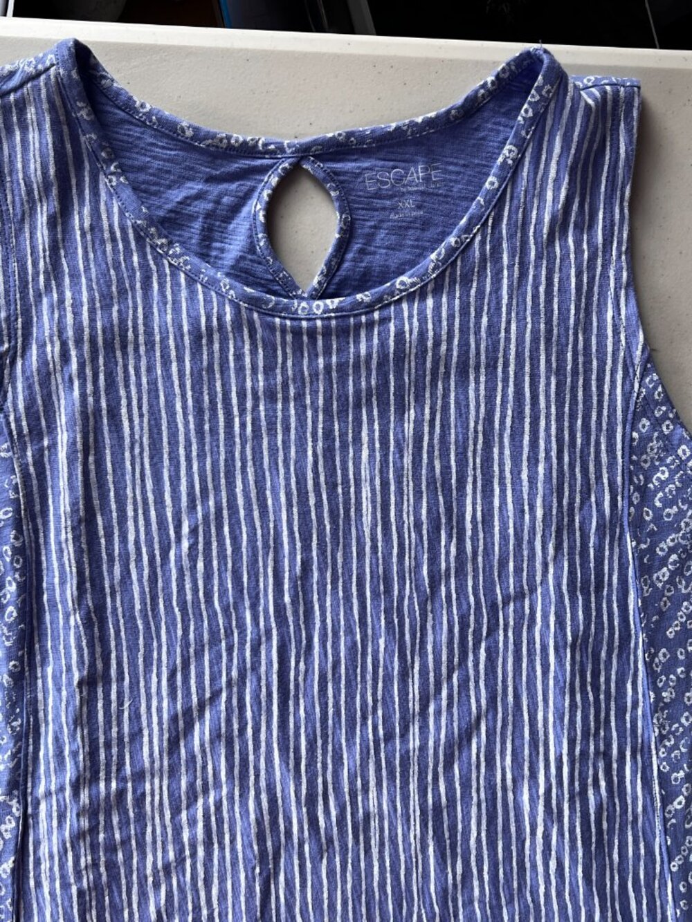 ESCAPE By Habitat - XXL Tank Slub Textured Peruvian Cotton Blue White - Picture 2 of 7